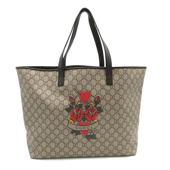 Gucci Heart Tattoo GG Plus Tote Bag canvas brown - Picture 1 of 10